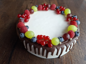 Schoggidrip Früchtetorte, rund